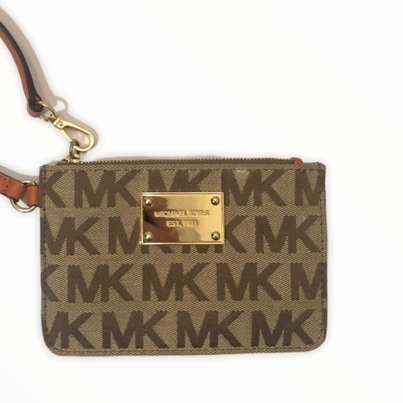 Michael kors signature brown orange wristlet bag - Picture 1 of 12